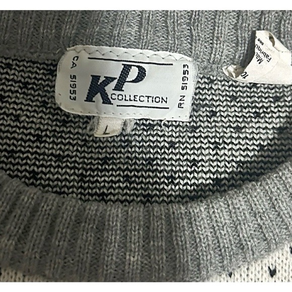 Vintage KP Collection Nordic Sweater Gray Fair Isle Men’s Large - Picture 3 of 3